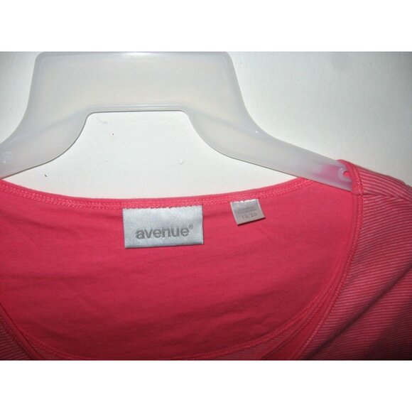 Avenue Salmon White Striped 3/4 Sleeve Spring Top Shirt Plus Size 18/20 - Picture 2 of 3